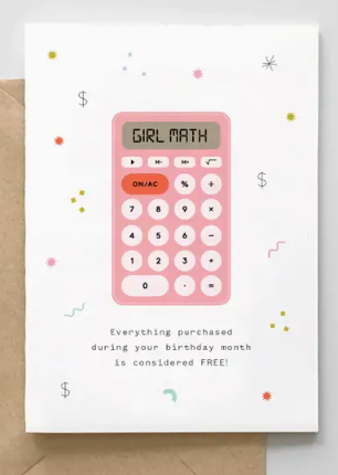 Girl Math Birthday Card