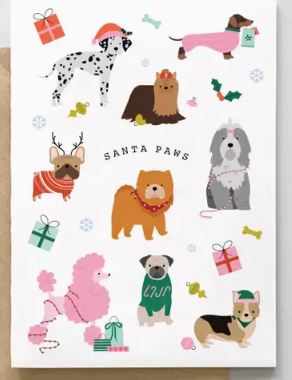 Santa Paws Dogs Holiday Card