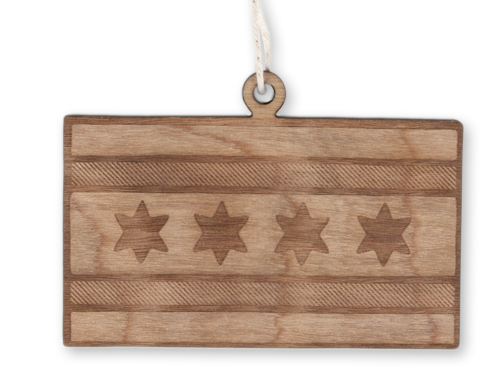 Chicago Flag Wood Ornament