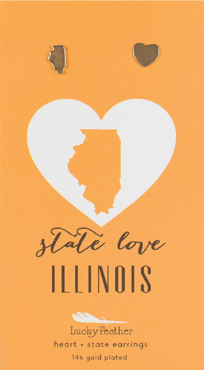 State Love Illinois Gold Earrings