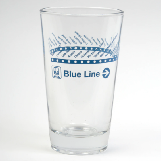 CTA Blue Line Pint Glass 