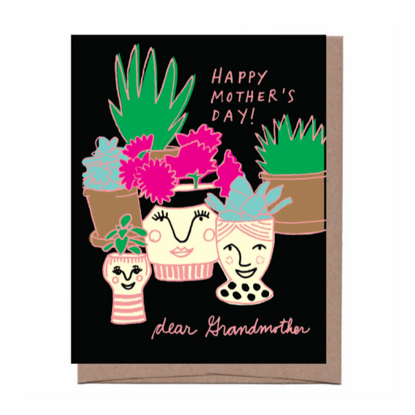 Dear Grandmother Face Vase Card