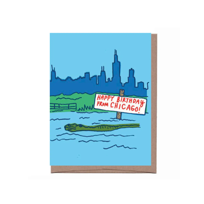 Chicago Alligator Birthday Card