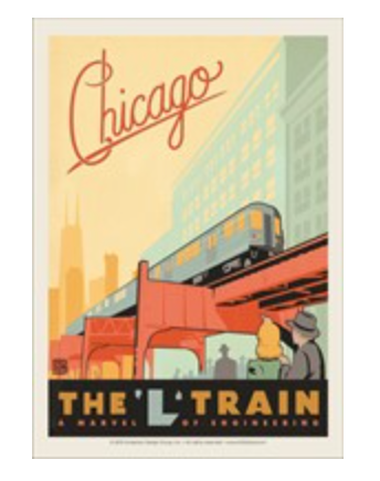 Chicago L Train Postcard