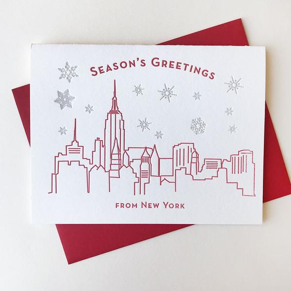 Seasons Greetings New York Card - Steel Petal Press