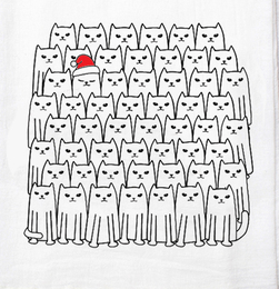 Santa Cat Tea Towel