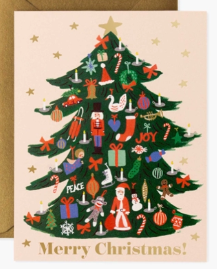 Merry Christmas Trimmed Tree Card 