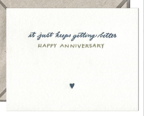 Keeps Getting Better Anniversary Card
