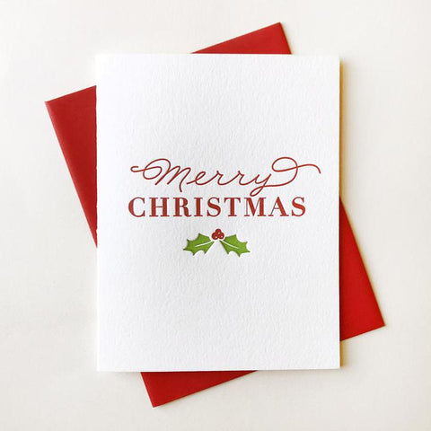 Merry Christmas Holly Card