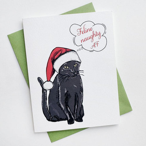 Feline Naughty Xmas Card 