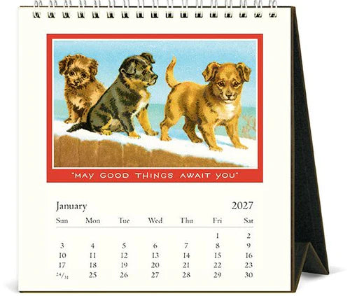 2027 Cavallini Desk Calendar Vintage Dogs