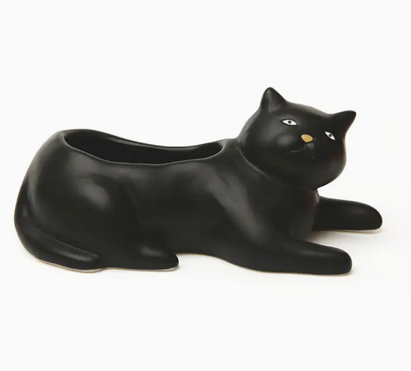 Black Cat Ceramic Planter 