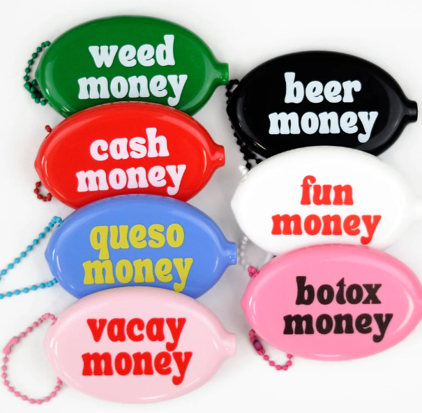 Coin Pouch Plastic Split Pod Beer Cash Fun Queso Vacay Weed - MUG
