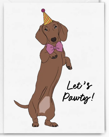 Lets Pawty Dachshund Bday Card