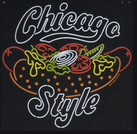 Chicago Hot Dog Neon Postcard
