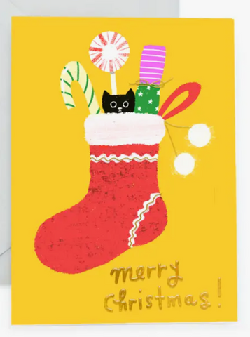 Cat Christmas Stocking Card