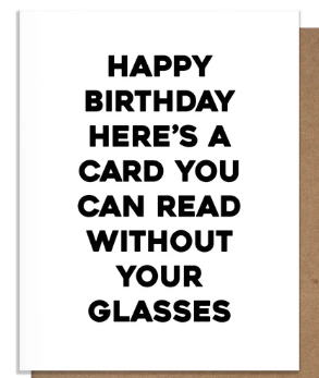 Read Without Glasses Bday Card 