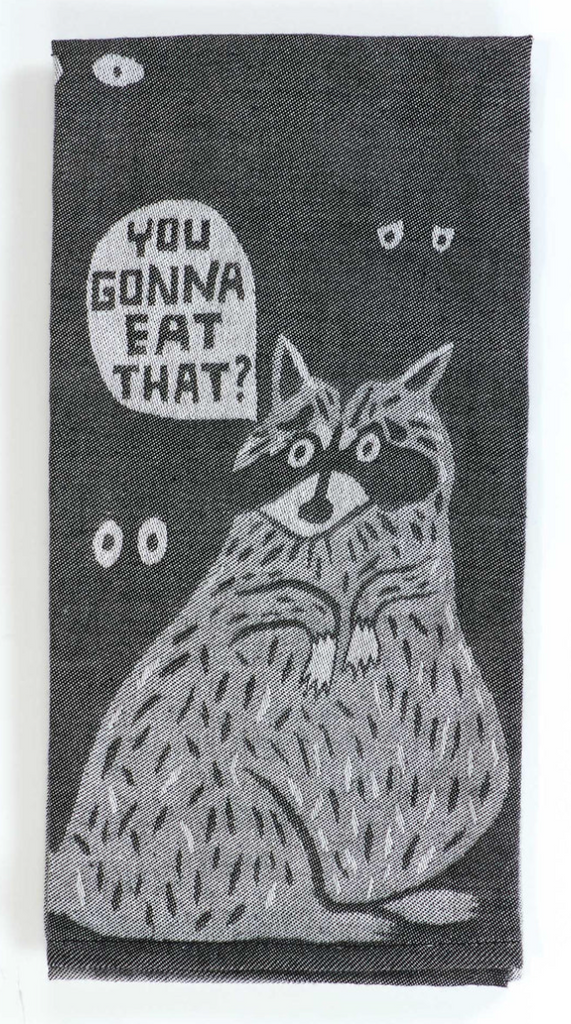 Towel Raccoon You Gonna Eat That Eyes Kitchen Dish Grey - BQ