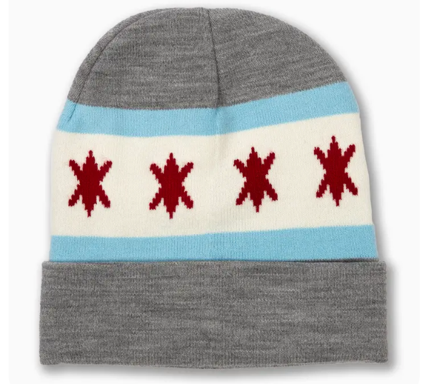 Chicago Flag Hat Grey No Pom