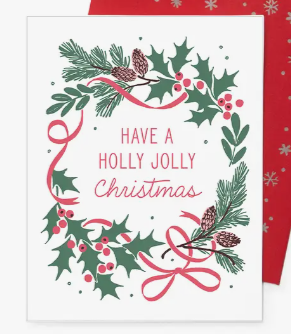 Holly Christmas Wreath Card