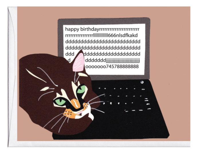 Cat Computer Birthday Card