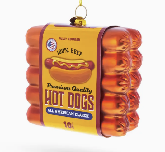 Hot Dogs Glass Ornament 