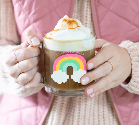 Fuck Mornings Glass Mug 