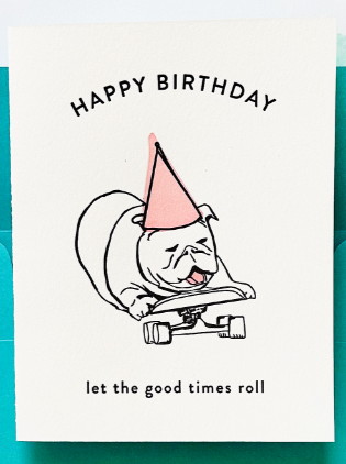 Roller Dog Birthday Card