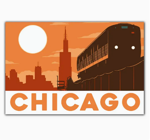 Chicago Sunnset Postcard