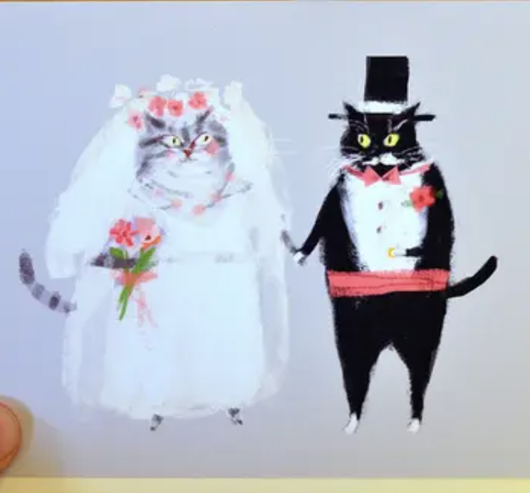 Bride & Groom Cats Card