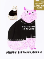 Birthday Grrrl Cat Pin Card