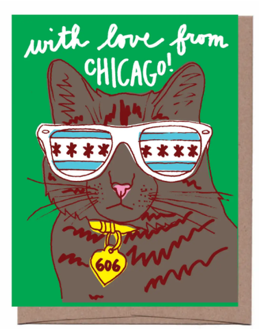 With Love From Chicago Cat Card