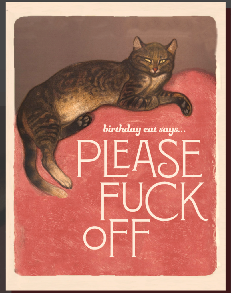 Fuck Off Birthday Cat Card