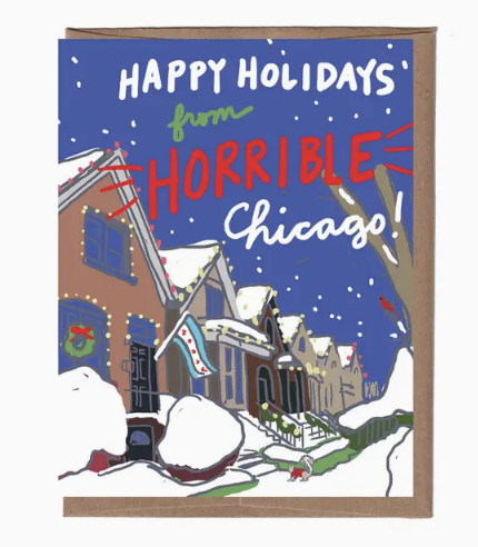Horrible Chicago Happy Holidays From Snow Houses Homes Squirrel Card Single Or Box Set - LFG