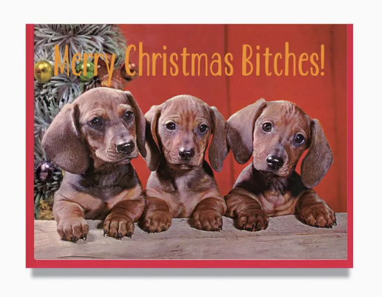 Christmas Bitches Puppy Card 