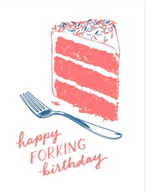Happy Forking Birthday Cake Card
