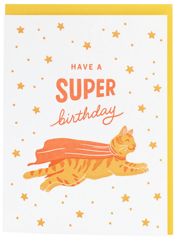 Have a Super Birthday Orange Cat Card