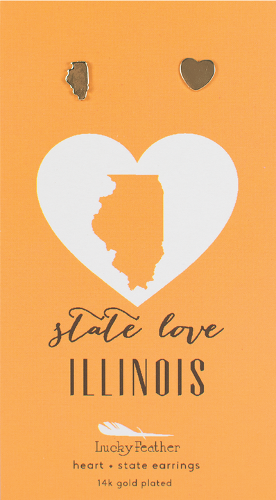 State Love Illinois Gold Earrings 