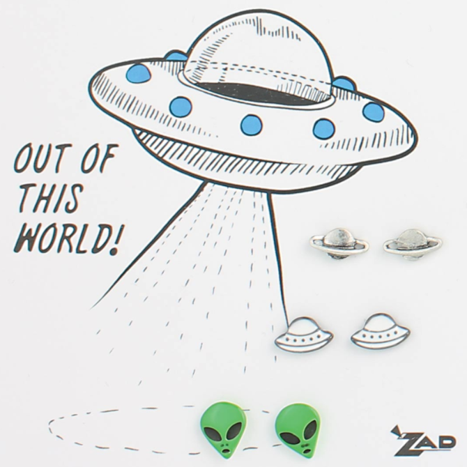 ZAD Out Of This World Alien Space Post Earrings