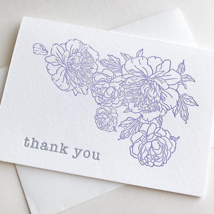 Lavender Peony Thanks Card