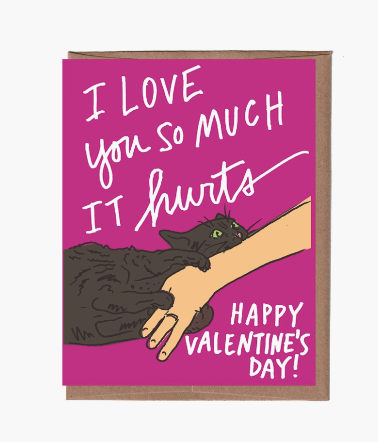 Cat Love Hurts Valentines Card 