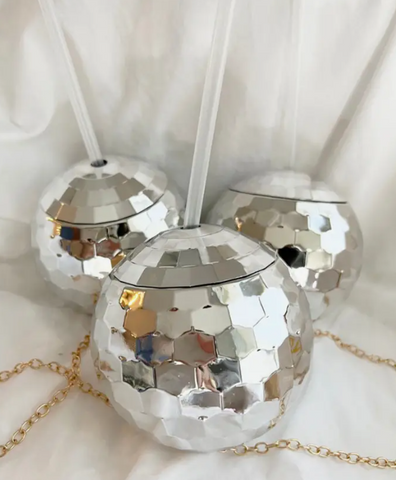 Disco Ball Tumbler With Clear Straw 