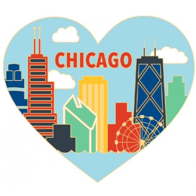  Chicago Skyline Heart Vinyl Sticker