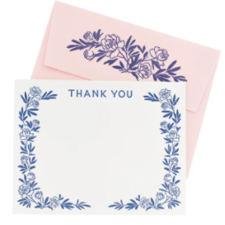 Peony Thank You Flat Note Cards- Set of 10 