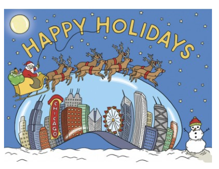 Happy Holidays Chicago Bean Christmas Card 