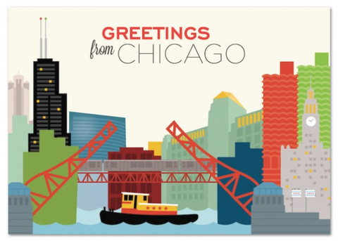 Greetings From Chicago Bridge Postcard 