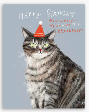 Cat Breakfast Birthday Card