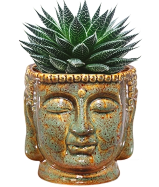 Green Brown Buddha Planter 