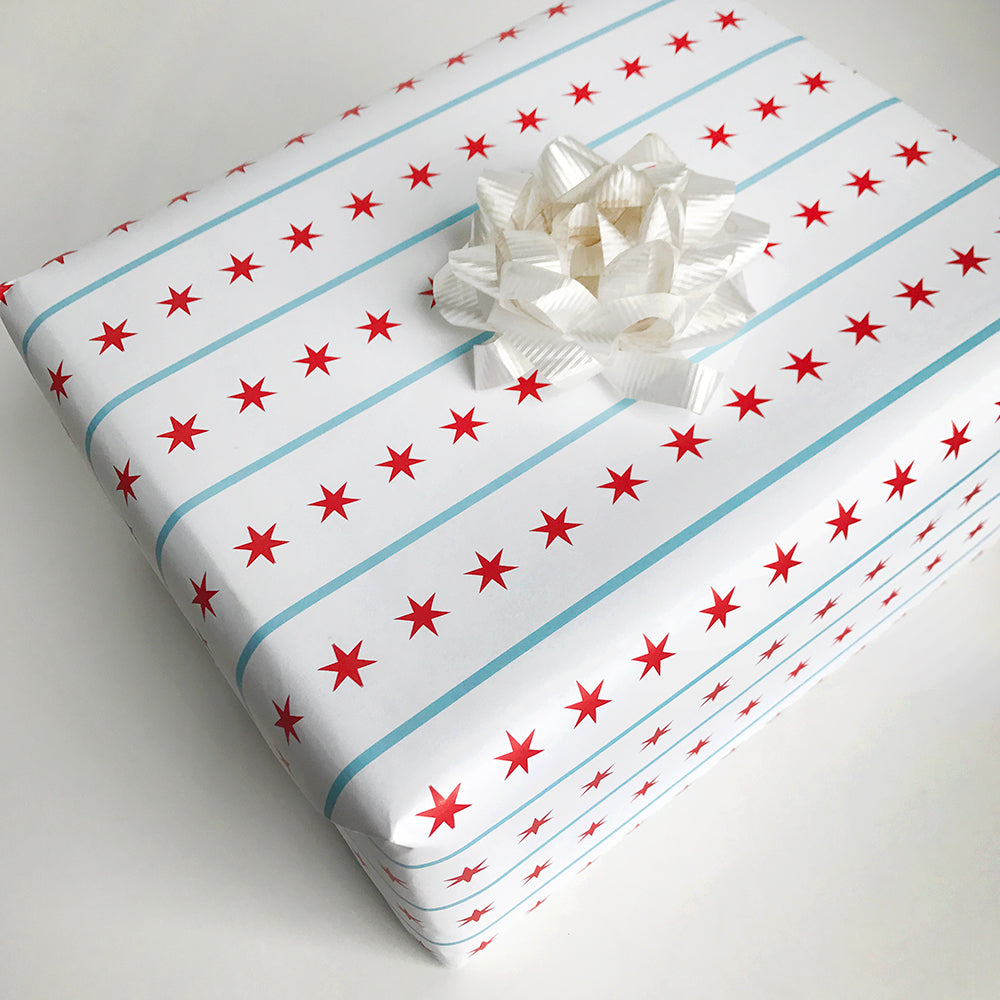 Chicago Flag Gift Wrap - Steel Petal Press