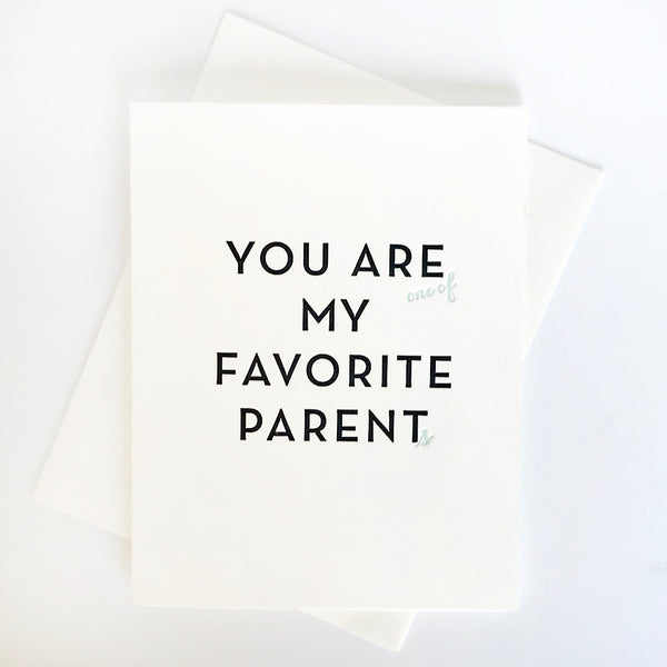Favorite Parent letterpress greeting card